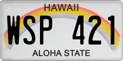 HI license plate WSP421