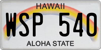 HI license plate WSP540