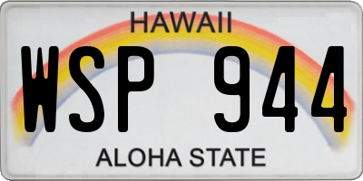 HI license plate WSP944