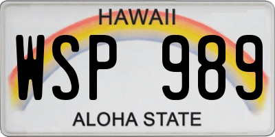 HI license plate WSP989