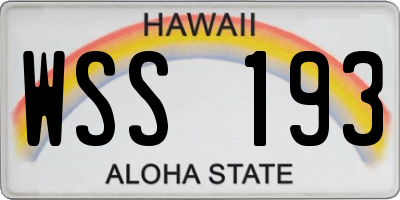 HI license plate WSS193