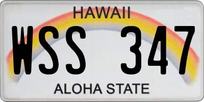 HI license plate WSS347