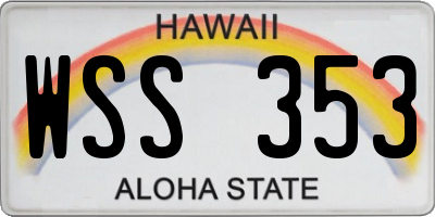 HI license plate WSS353
