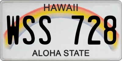 HI license plate WSS728