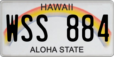 HI license plate WSS884