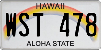 HI license plate WST478