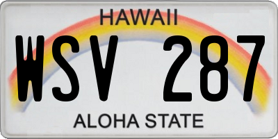 HI license plate WSV287