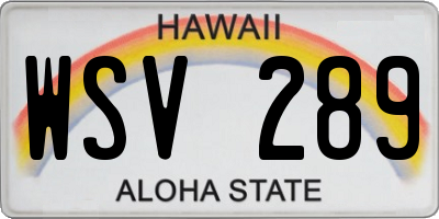 HI license plate WSV289