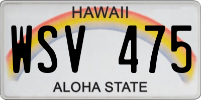 HI license plate WSV475