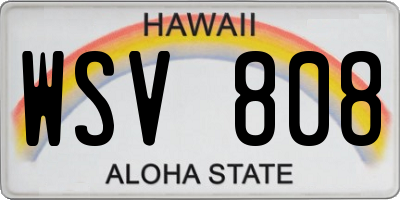 HI license plate WSV808