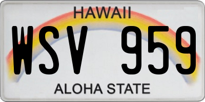 HI license plate WSV959