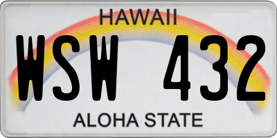 HI license plate WSW432