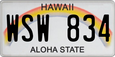 HI license plate WSW834