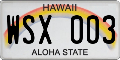 HI license plate WSX003