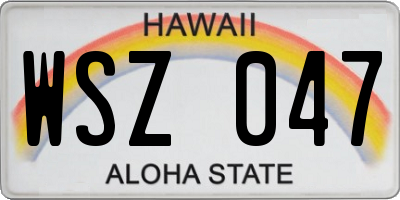 HI license plate WSZ047