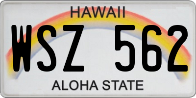 HI license plate WSZ562