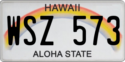 HI license plate WSZ573