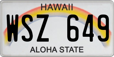 HI license plate WSZ649