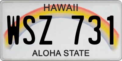 HI license plate WSZ731