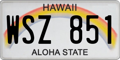 HI license plate WSZ851