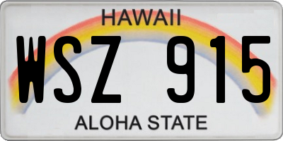 HI license plate WSZ915