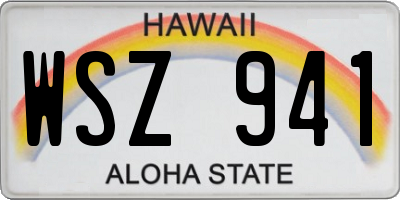 HI license plate WSZ941