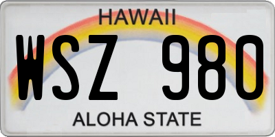 HI license plate WSZ980
