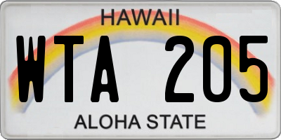 HI license plate WTA205