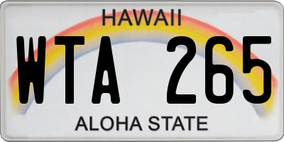 HI license plate WTA265