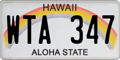 HI license plate WTA347