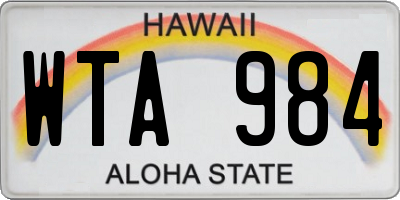 HI license plate WTA984