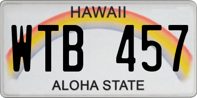 HI license plate WTB457