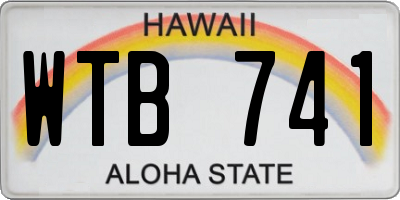 HI license plate WTB741