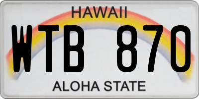 HI license plate WTB870