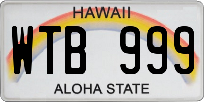 HI license plate WTB999