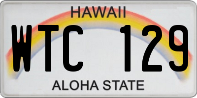 HI license plate WTC129