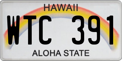 HI license plate WTC391