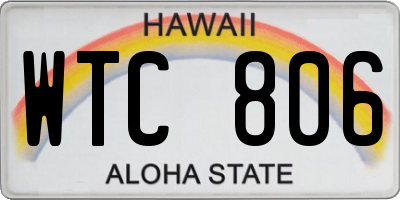 HI license plate WTC806