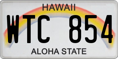 HI license plate WTC854