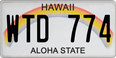 HI license plate WTD774