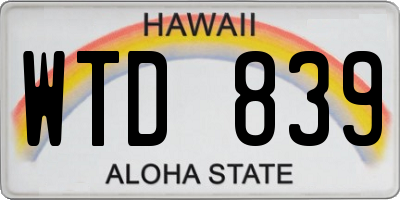 HI license plate WTD839
