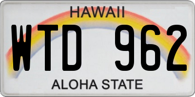 HI license plate WTD962