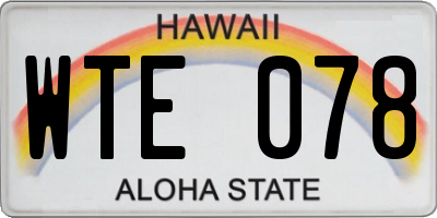 HI license plate WTE078