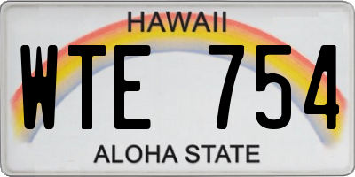 HI license plate WTE754