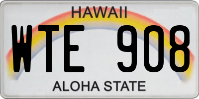 HI license plate WTE908
