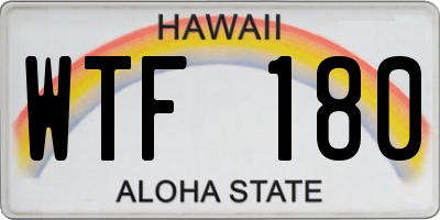 HI license plate WTF180