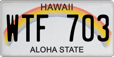 HI license plate WTF703