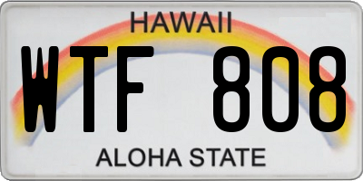 HI license plate WTF808