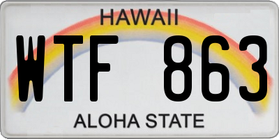 HI license plate WTF863