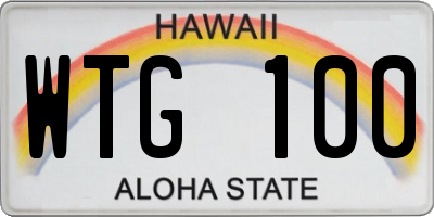 HI license plate WTG100